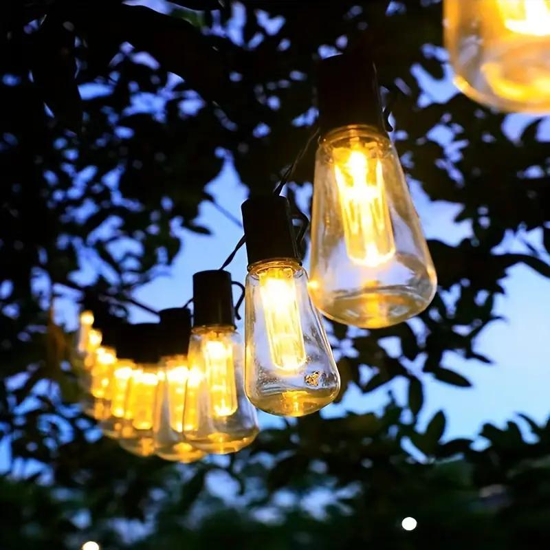 Solar Powered LED String Lights Highlight Outdoor Shatterproof Big Bulbs Garden Holiday Decor Waterproof Lights Camping Light