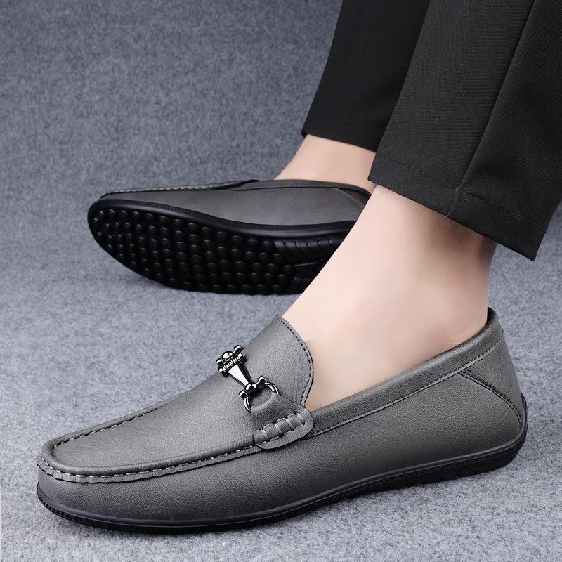 Men's Breathable Leather Slip-On Driving Shoes - Soft Sole, Small to Large Sizes