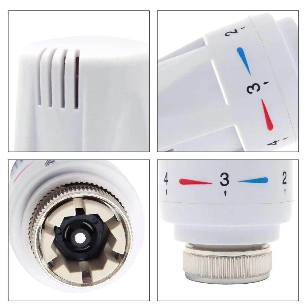 Automatic Thermostatic Thermostatic Radiator Valve Manual Straight Type Floor Heating Valve Adjustable Automatic White
