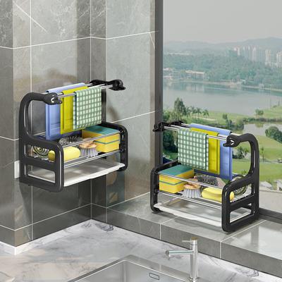Küche Abfluss Lappen Rack Wand montiert Punch-freies Arbeitsplatte Rack zu Trocknen Schwamm Geschirr Tuch Rack Lagerung Lagerung
