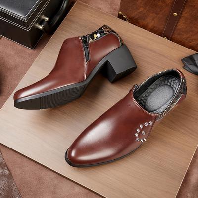 39-46 Original Herren Lederschuhe Hohe Absätze Slipper Nietenprint Obermaterial Tanzschuhe Herren Bankett Party Bühne Freizeitschuhe für Mann