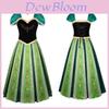Costum Cosplay Prințesa Anna din Frozen cu Rochie Verde pentru Halloween și Petreceri Tematice
