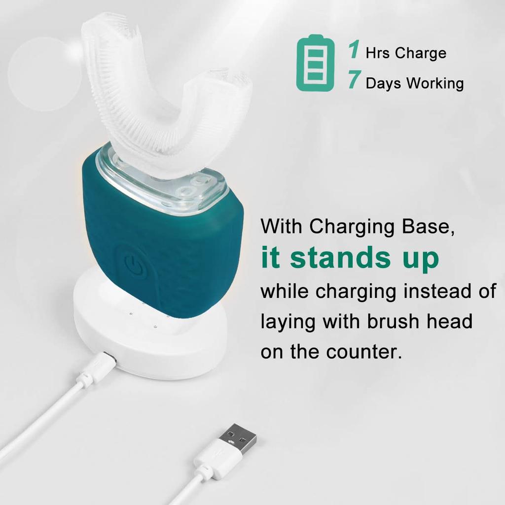 Ultrasonic Electric Toothbrush U-shaped Adult Automatic Toothbrush 360° Full Mouth Whitening Wireless Charging Waterproof Brush