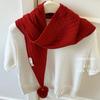 Wool and Cashmere Shawls Suitable for All Seasons Women's Warm Autumn and Winter Knitted Rabbit Fur Ball Triangular Scarf Simple and Retro