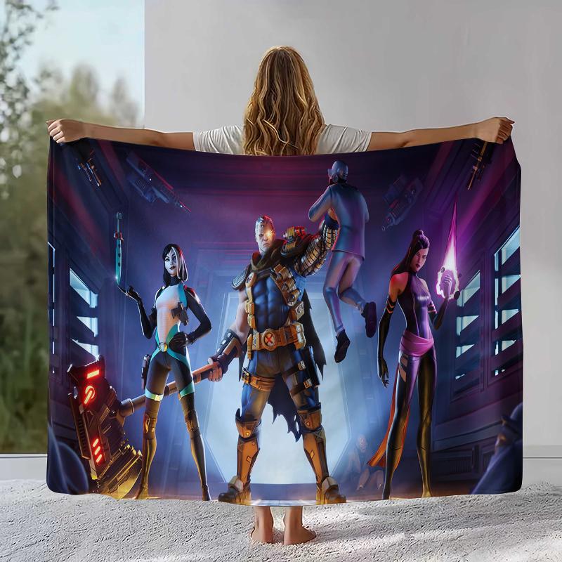 Game F-Fortnite Gamer Cartoon Flannel Blanket,Ultra Soft Warm Plush Throw for Home Bedroom Bed Sofa Cover Office Camping gift