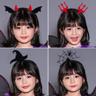 Headband Halloween Children Funny Headband Demon Wings Double-headed Fork Witch Hat Party Hair