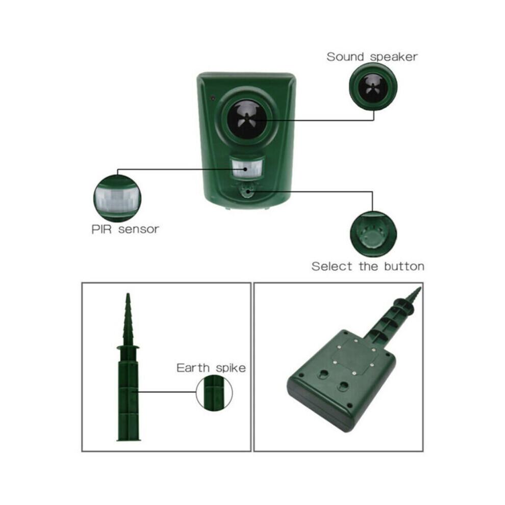 Ultrasonique Batterie Cat Dog Repeller Fox Pest Scarer Deterrent PIR Sensor