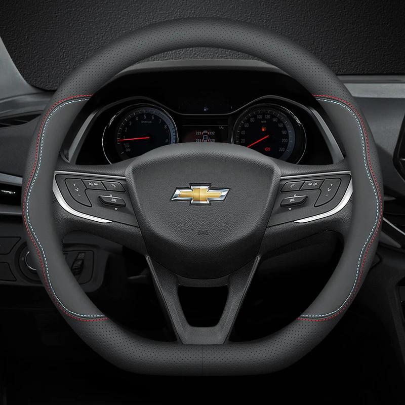 Leather Car Steering Wheel Cover for Chevrolet Chevy Malibu Spark Tracker Cruze Sonic Camaro Equinox Volt Seeker Accessories