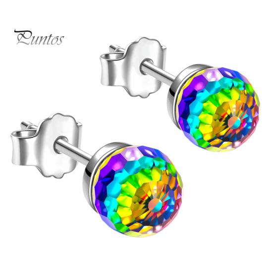 

1 пара сережек-гвоздиков с цветными стразами, круглый дизайн, регулируемая посадка, сверкающие серьги, аксессуары для ушей 8 mm разноцветный