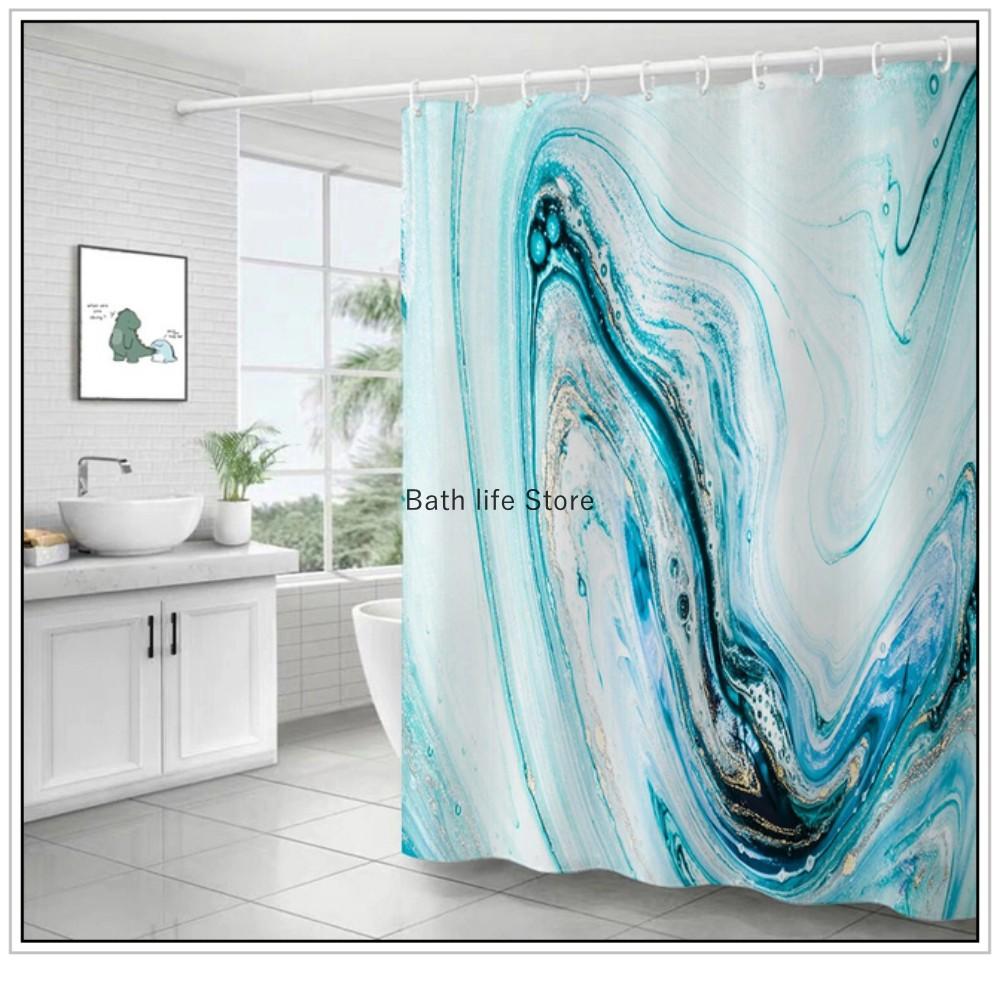 Set Tende da Doccia Impermeabili Marmo Dorato Con 12 Ganci Tende da Bagno Tessuto in Poliestere Resistente alla Muffa per Bagno Decorazioni per la Casa