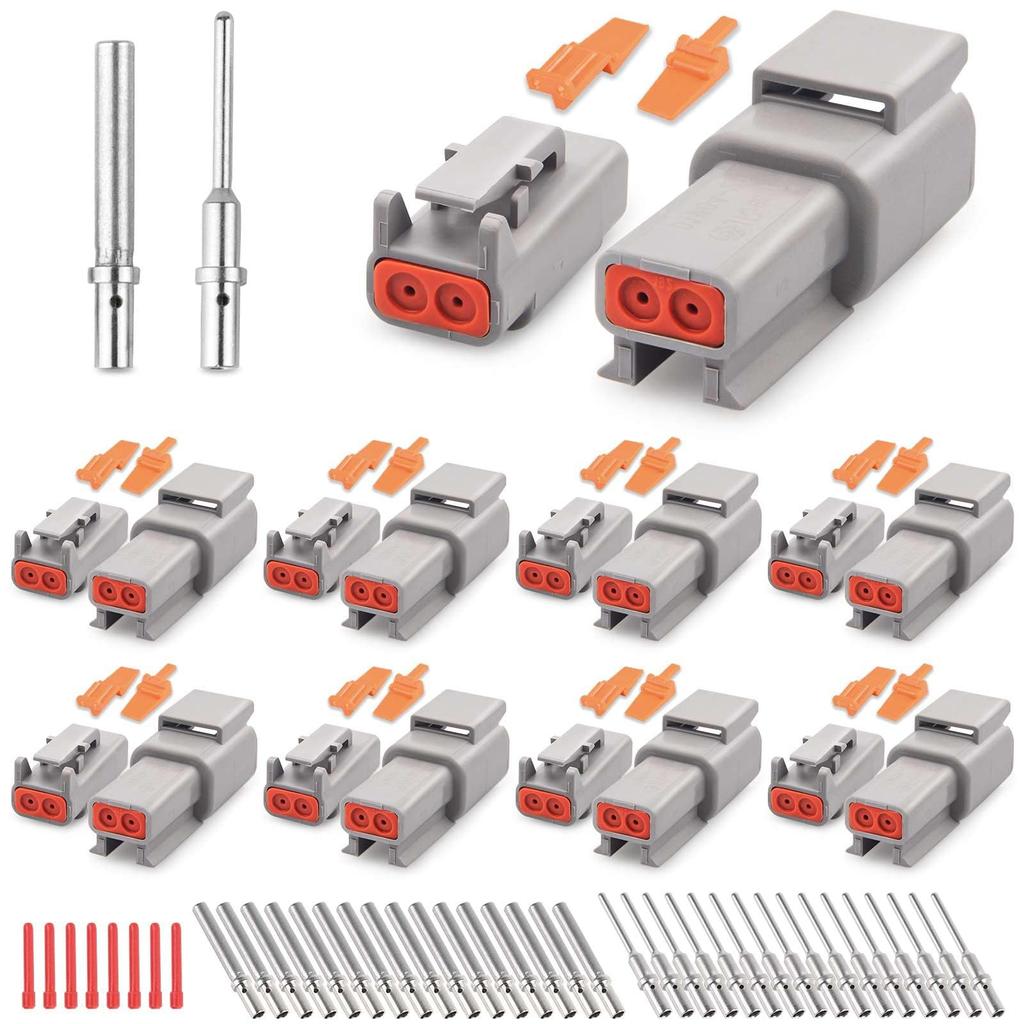 Edinstry 16 Pairs ST6330-201 DTM Car Connector Wiring Terminal 2pin Waterproof Wire Connector 20-Solid