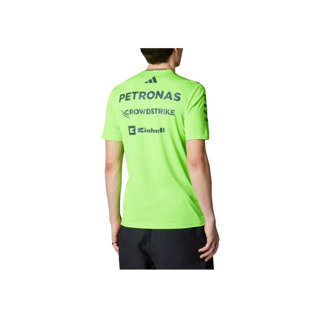 adidas X Mercedes-Amg Petronas F1 Collaboration T-shirt à Manches Courtes Rayé Simple Confortable Doux Polyvalent Mode Hommes T-shirts Vert JZ7402