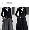 Women's 2024 Slim Fit Knit T-Shirt: Fake Two-Piece, Long-Sleeve for Spring & Autumn