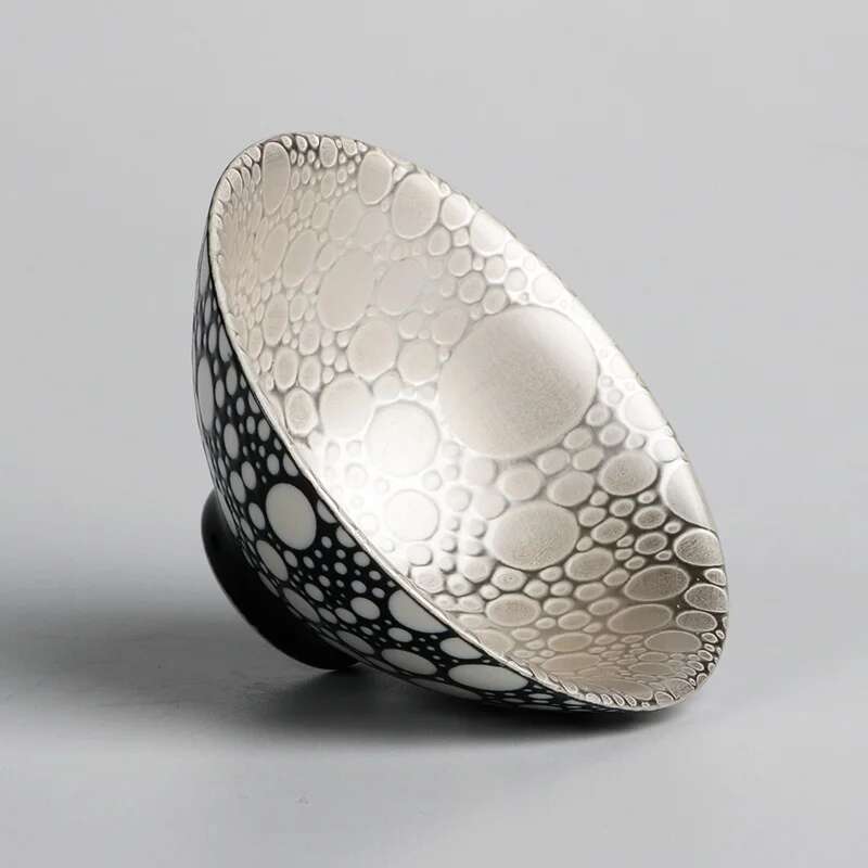 Coppa d'argento 999 argento puro fatta a mano argento dorato tazza da tè in ceramica tazza da tè Kung Fu tazza da tè intarsiata con argento Tazza del Maestro tazza singola