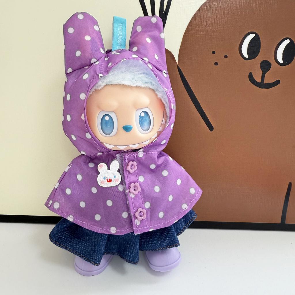 Only Clothes for V1 V2 V3 Labubu Clothes Raincoat Colorful Polka Dot Waterproof Suit Set Raincoat Suit Set Children's Gift