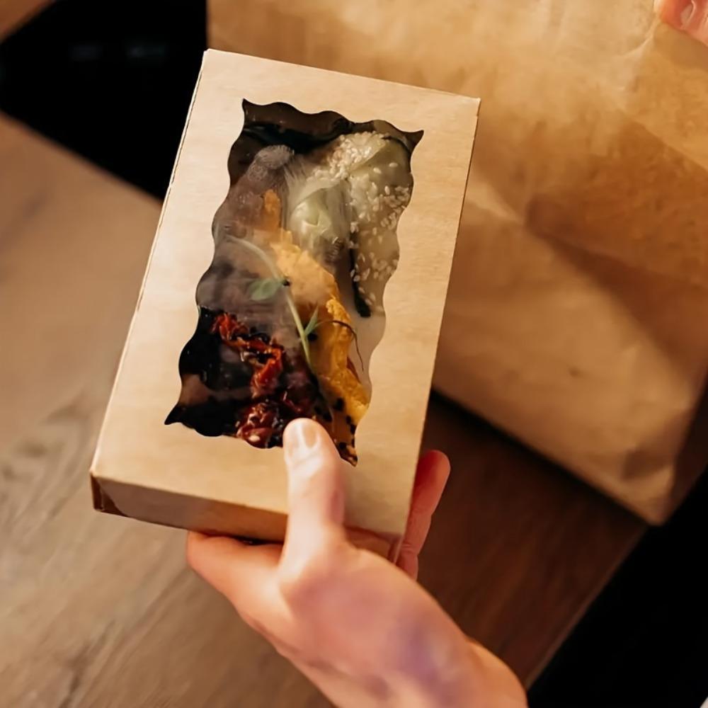 25pcs Premium Kraft Paper Gift Boxes with Clear Window Perfect for Cookies Macarons Candy Pieceaging Ideal for Weddings Parties & Decorations