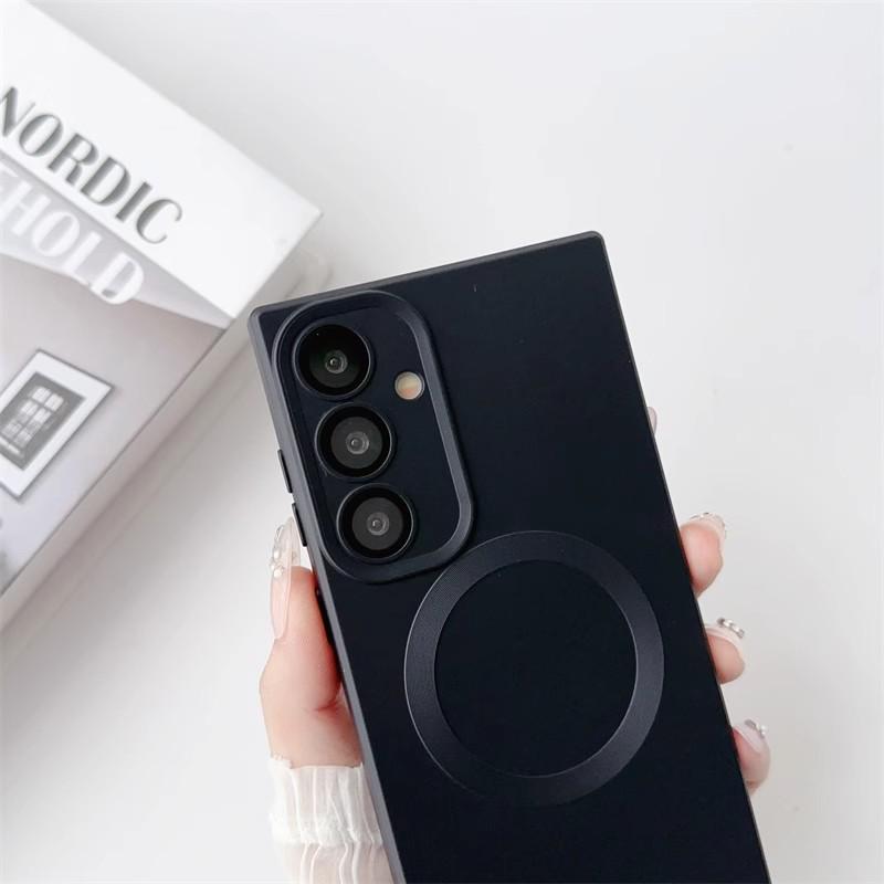 Samsung S24 Plus Silicone Square Case: Magnetic, Solid Color Protective Cover for S23 Ultra & S22/21.