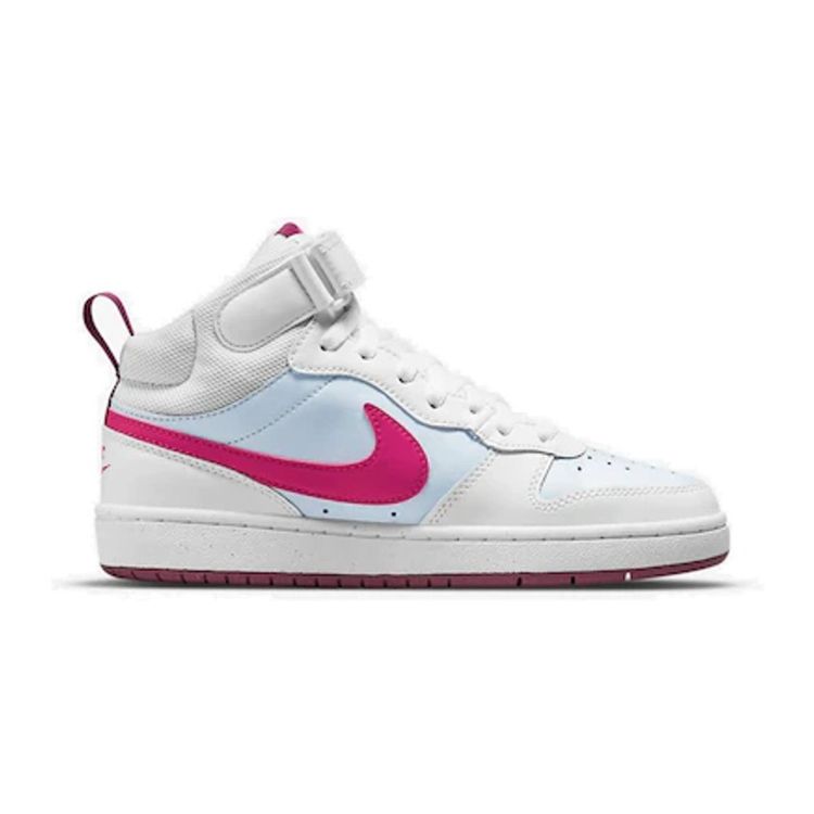 Nike Court Borough Mid 2 Kids White Pink Shoes CD7782-006