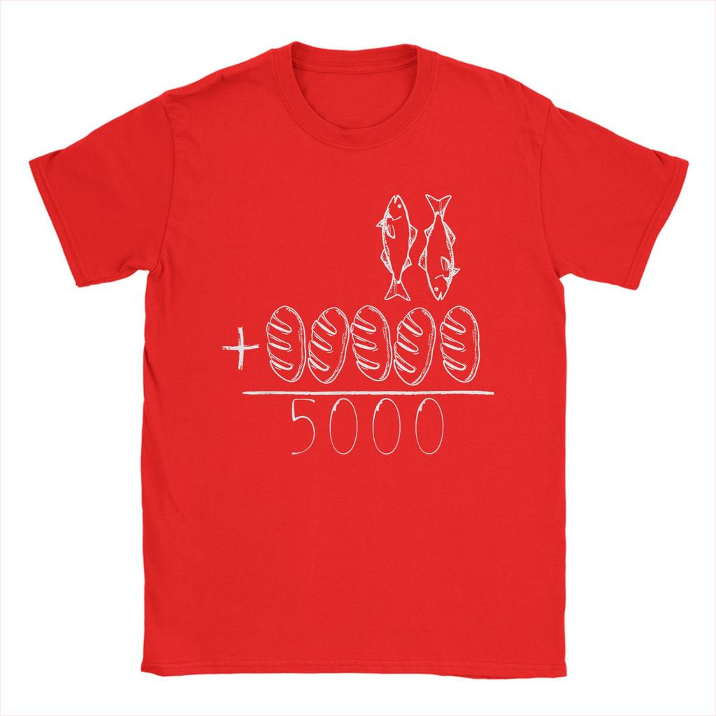 2 Pesci 5 Pani Gesù Nutre i 5000 Versetti della Bibbia Cristiana T-shirt Estiva Popolare Maglietta da Uomo Manica Corta Top Magliette