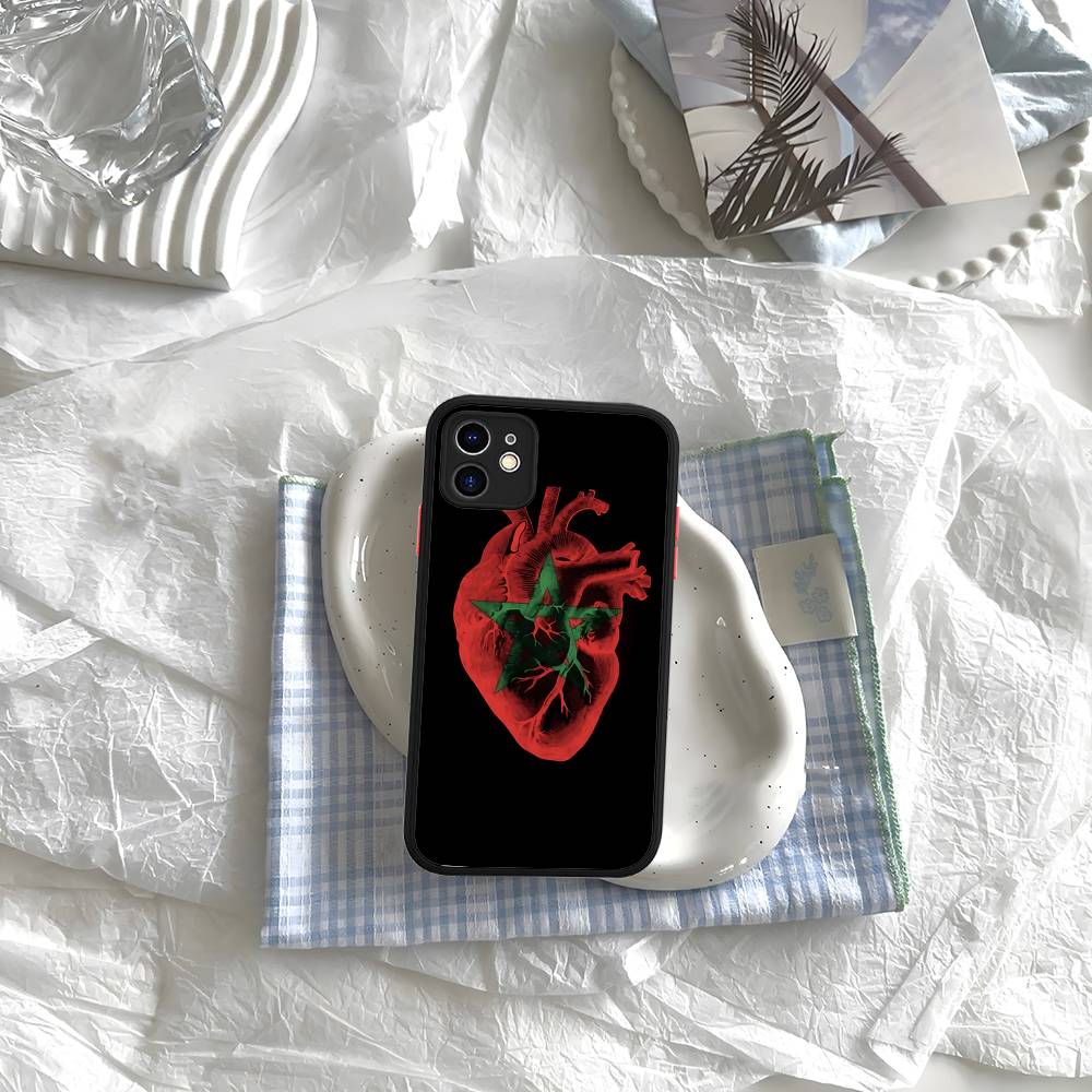 Morocco Map Flag Matte Silicone Phone Cases For IPhone 16 13 15 12 11 Pro Max Plus For IPhone 14 15 Pro