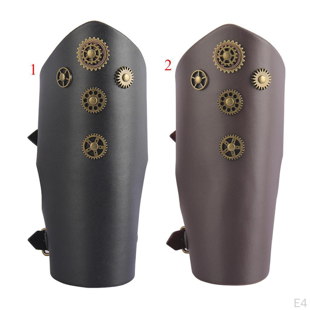 Adjustable Gear PU Leather Wristband Arm Cuff Vintage Gauntlet for Sport Outdoor Activity
