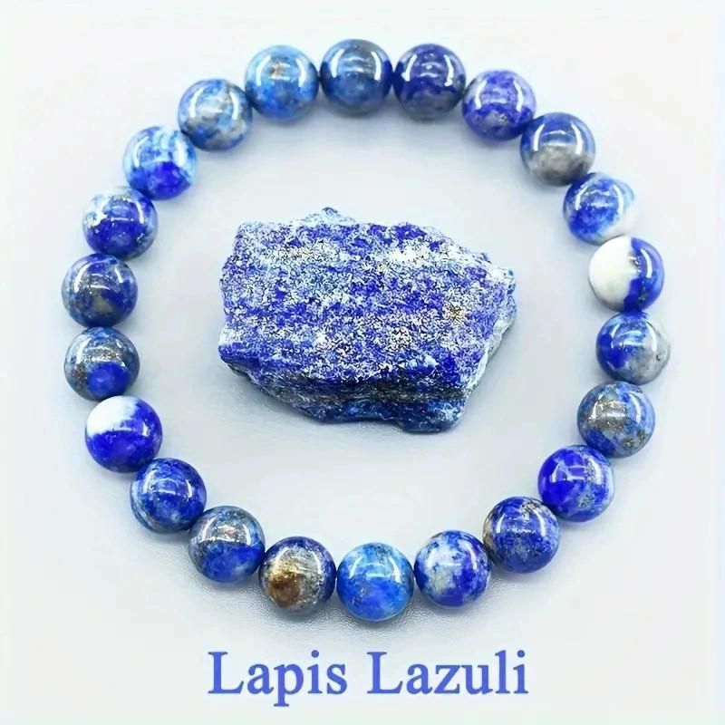 Crystal & Natural Stone Beaded Bracelet: Ruby Zoisite, Strawberry Quartz, Lapis Lazuli