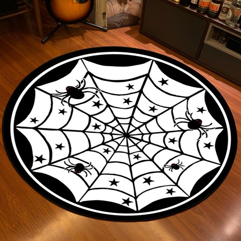 Gothic Style Circular Carpet Halloween Living Room Decoration Floor Mat Skull Funny Foot Mat Cradle Mat Home Decoration