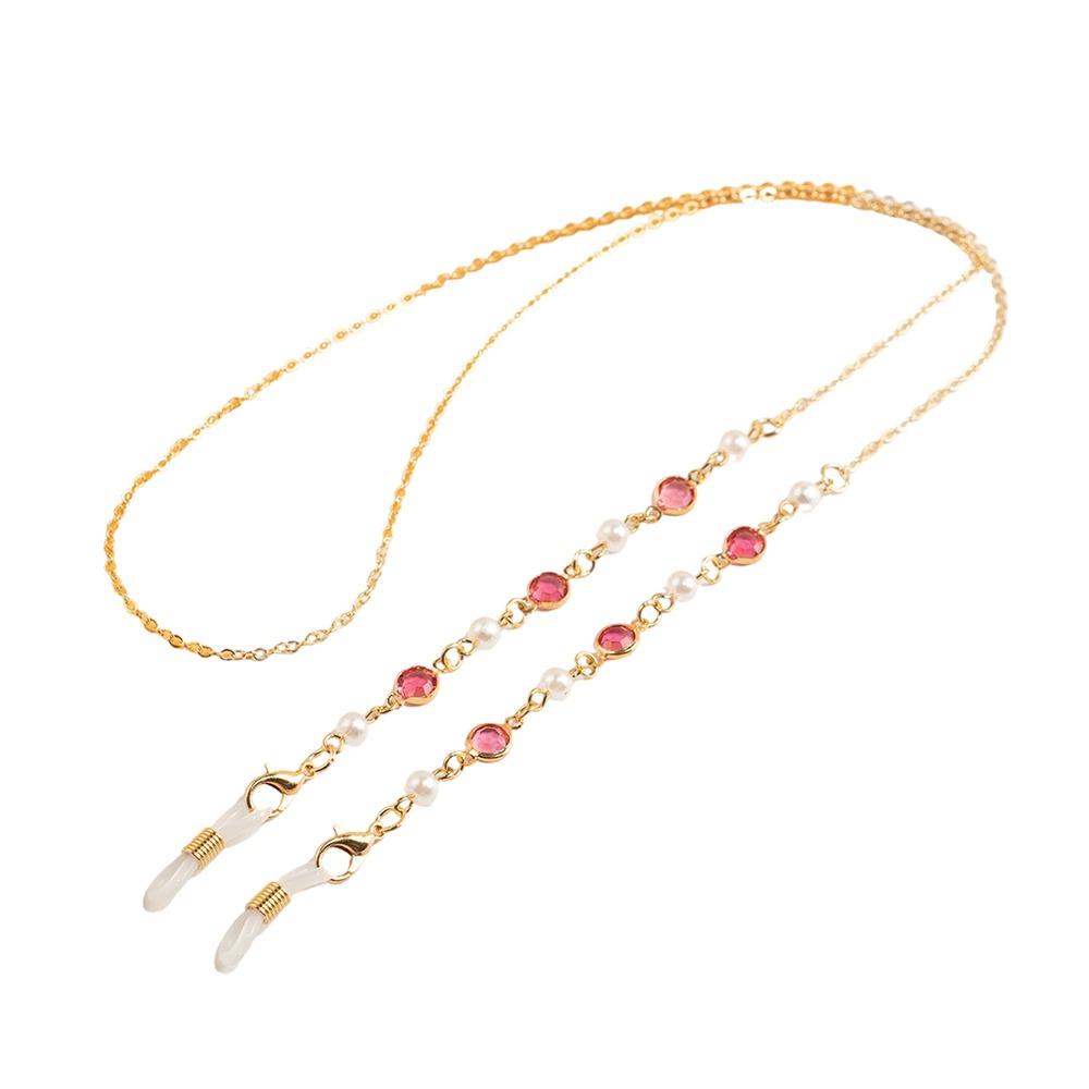 Fasion Beaded Reading Glasses Chain Pearl Anti-Loss Sunglasses Chain Glasses Accessories Metal Eyewear Lanyard Women розовый
