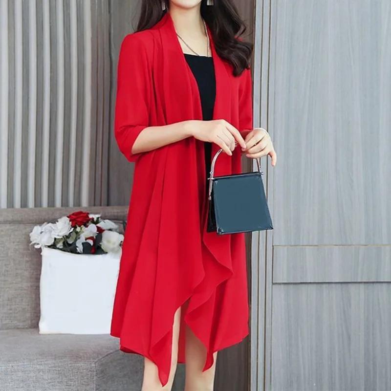 Summer Sun Protection Clothing Women Chiffon Cardigan Half Sleeve Blouse Shirts Ladies Shawl Women Loose Thin Coats
