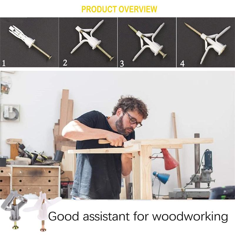 

50/100Pcs Expansion Drywall Anchor Kit With Screws Self Drilling Wall Home Pierced Special For Nylon Plastic Gypsum Board white 100 pcs