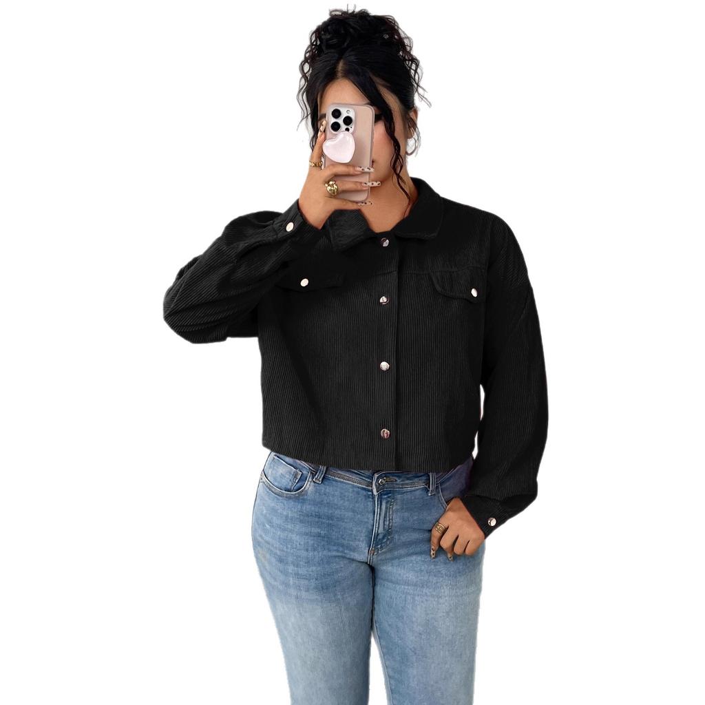 Autumn and Winter Casual Lapel Jacket Lantern Sleeve Single-breasted Short Coat for Women