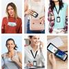 Retractable Reel Heavy Duty Carabiner Leather Card Badge Holders and Clear ID Window for Office Staffs Student Teacher Couriers