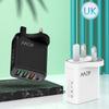 1 TYPE-C + 3 USB Mobile Charger with European/American/British Plug, PD20W + QC3.0 Fast Charging