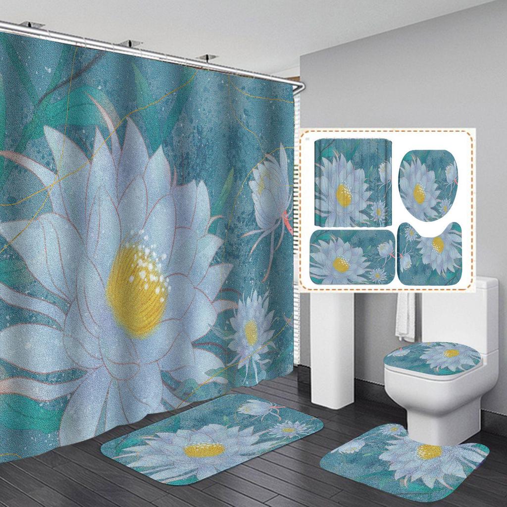 Xiyin Waterproof High Definition Shower Curtain Set - Four-Piece, No-Drill Partition for Bathroom or Hotel.