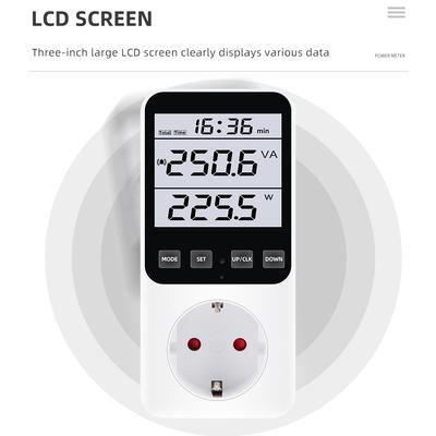 Multifunction Power Meter LCD Digital Wattmeter Energy Meter Socket 220V EU Plug Electric Cost KWH Smart Control Analyzer