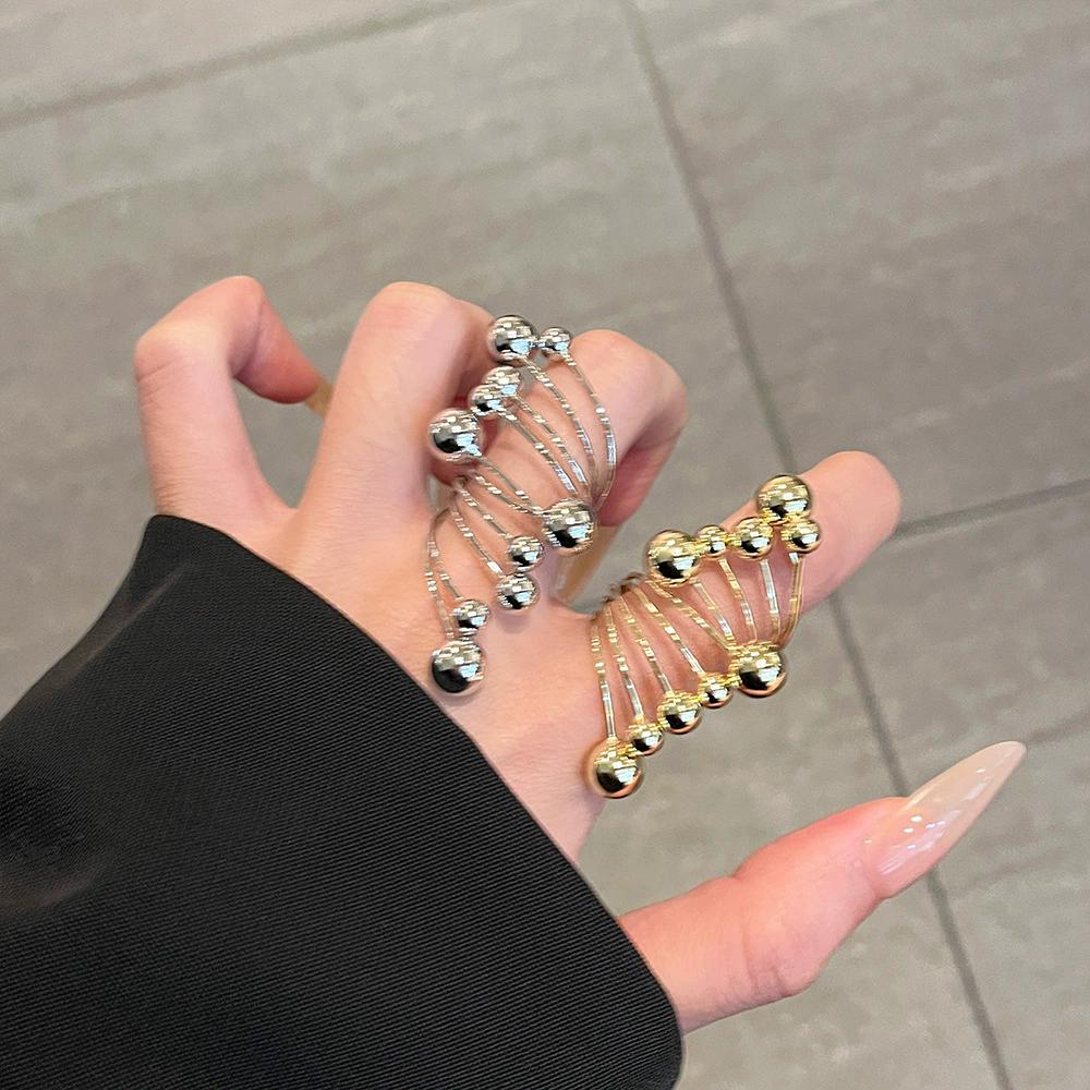 Personality Simple Silver Round Ring Female Punk Adjustable Open Index Finger Ring Advanced Sense Ring Fashion Jewelry Accessori