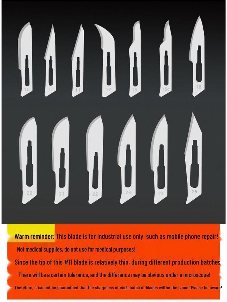 Carbon Steel Surgical Blades (Sizes 10-23) for Dead Skin Removal, Single-Sided