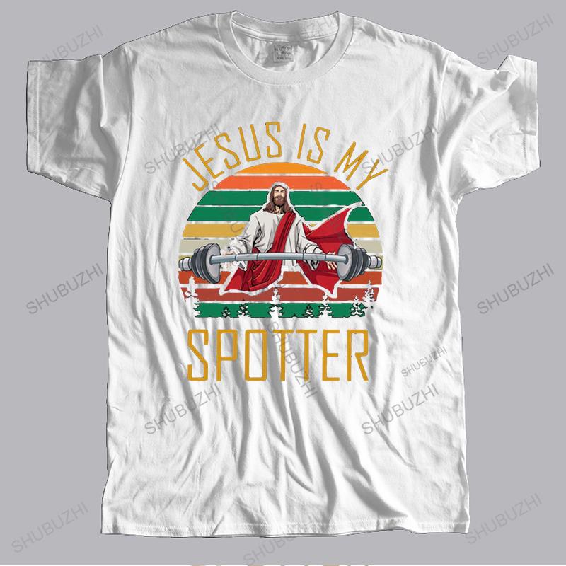 Retro Vintage Jesus Christ Gym T Shirts Unisex Pure Cotton Christian Faith Tee Top Short Sleeved Funny Printed Graphic Tshirt Gift