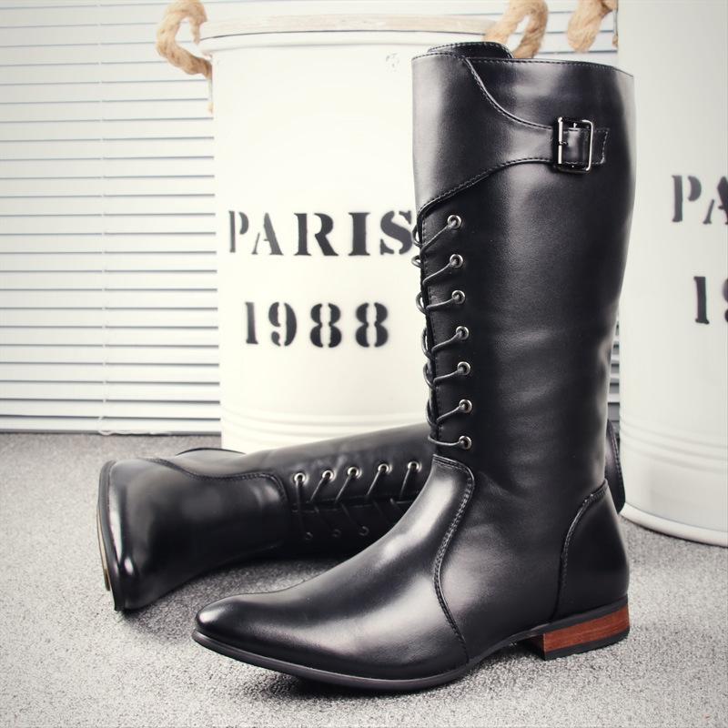 Autumn New High Quality Mens Long Boots British High-end Men Boots Designer Shoes Men Motorcycle Boots Knight Soft Leather Botas