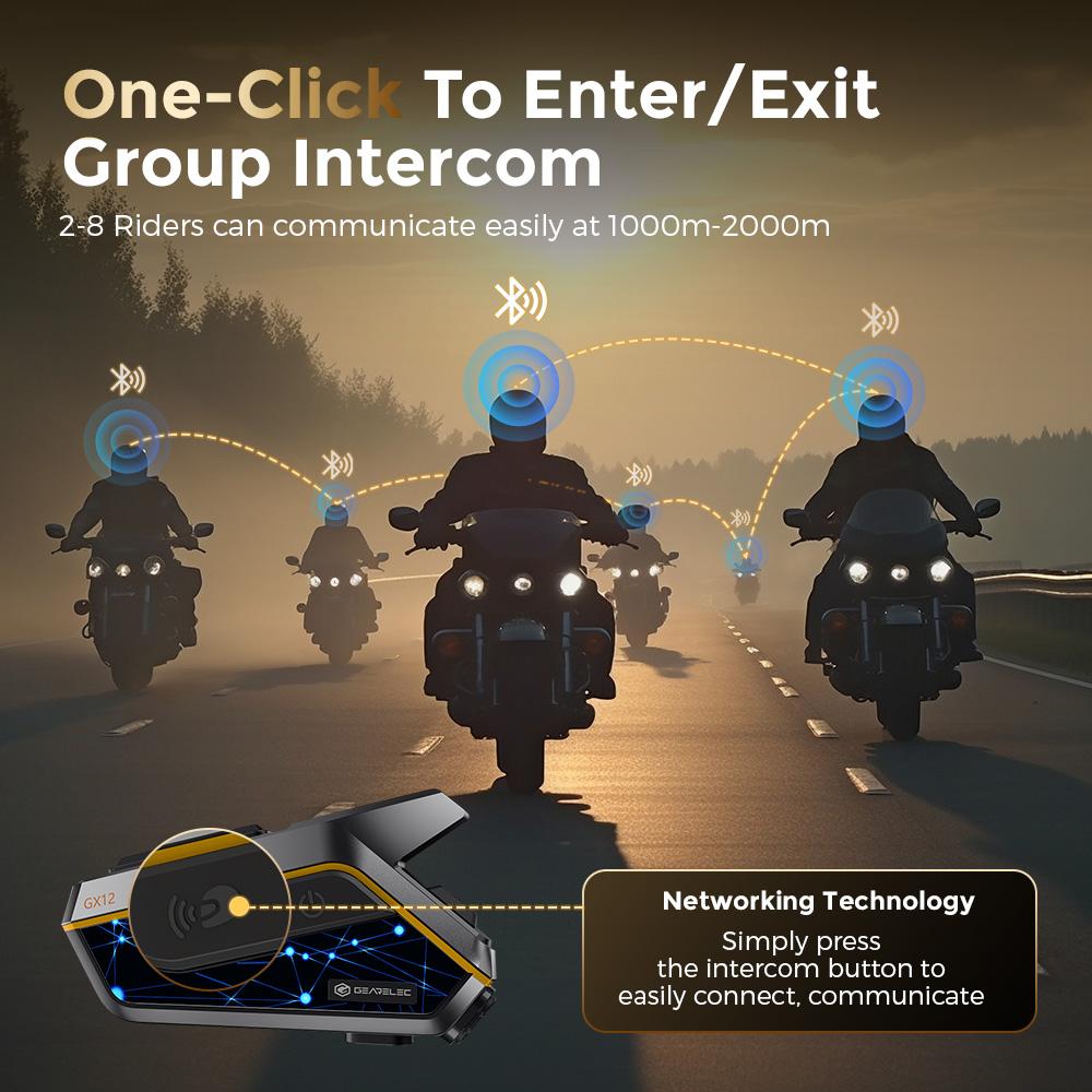 Motorradhelm Gegensprechanlage Dual-Chip Bluetooth Kommunikationssystem 10 Fahrer 2000m Motorrad BT Interphone