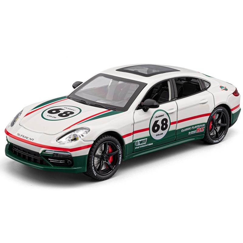 Spray 1/24 Porsche Panamera Supercar Model with Sound Light Collection Miniature Voiture Diecast Toy Vehicle Children Boy Gift Hobby
