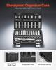 Socket Set, 44 Pieces, 9.5 Mm Drive Socket and Ratchet Set, SAE and Metric, Deep and Shallow, Mechanic Tool Kit with Accessories and Storage Case,