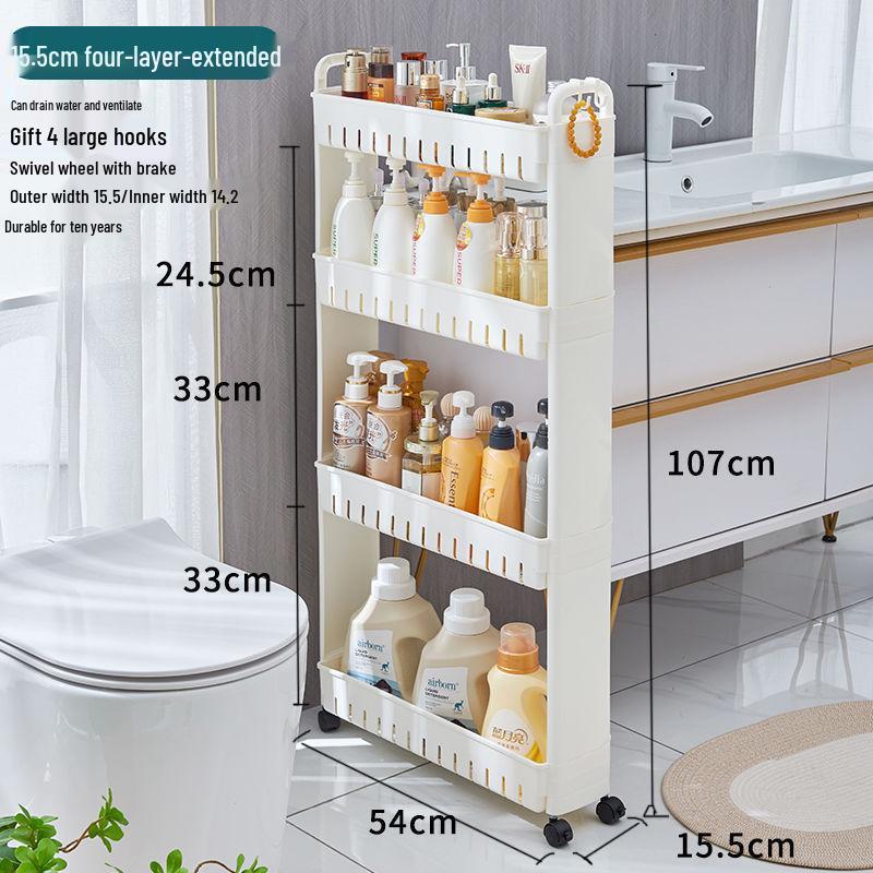 Ultra-Narrow 10CM Storage Rack with Wheels for Kitchen, Bathroom, Refrigerator Gap, and Living Room. Floor-Standing Cart.