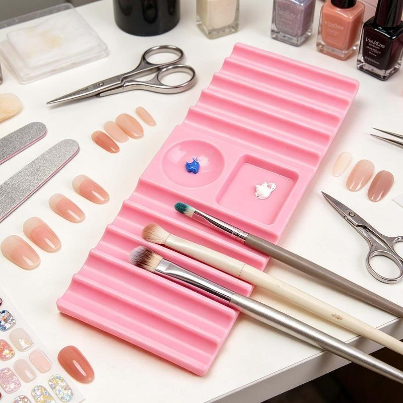 Reusable Nail Art Palette with Brush Holder Nail Arts Pen Holder Color Mixing Tray Display Stand Nails Storage Showing Shelf