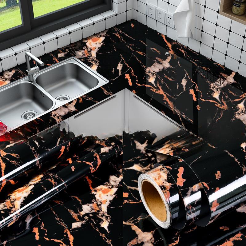 Marble Kitchen Oil-Proof Film Stove Waterproof Moisture-Proof Self-Adhesive Wallpaper Countertop Cabinet Renovation Tile Sticker