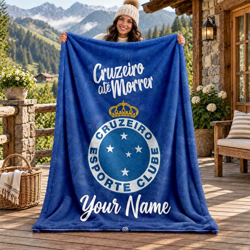 Cruzeiro Esporte Clube Custom Name Flannel Blanket Personalized Soft Warm Plush Throw Blanket Customized Gift for Family Friends