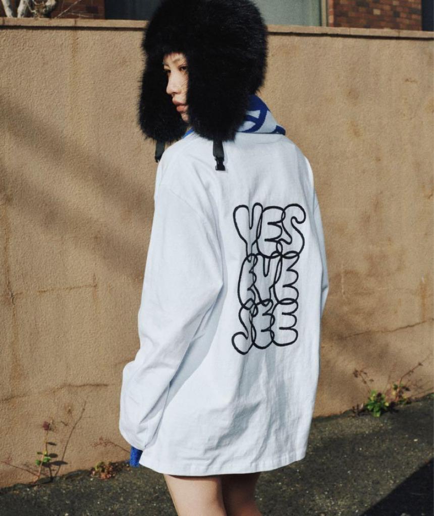 [USED] YES EYE SEE White Long Sleeve T-Shirt, Size L