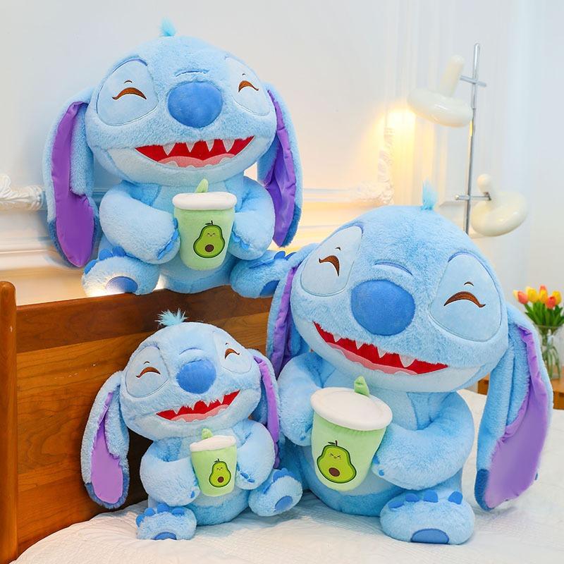 Kawaii Stich Plush Toy Milk Tea Cup Stitch Large Pillow Doll Stuffed Animal Kids Birthday Gift Cute Filled Doll for Children