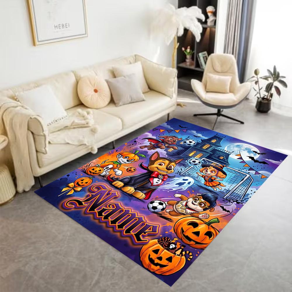 Halloween Sports Party Customize Your Name Floor Rug Office Rug Perfect for Study room Entryway Balcony Decorate room Anti-slip Rug Decorate Offices