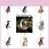 Mondhund Acryl Auto Dekoration Rucksack Ornament Cartoon Stil Hängende Deko